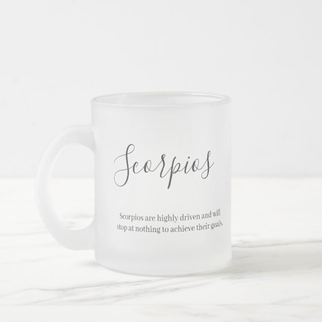 "Personalised Scorpios Zodiac sign and quality Mag Frosted Glass Coffee Mug (Left)