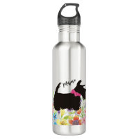Personalised Scottie dog bottle, pink scottie