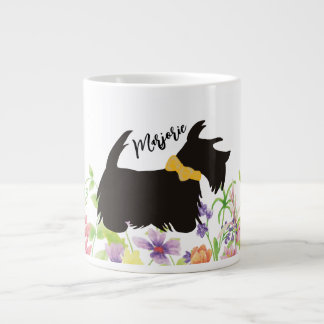 Personalised Scottie dog coffee mug, Garden flower Large Coffee Mug