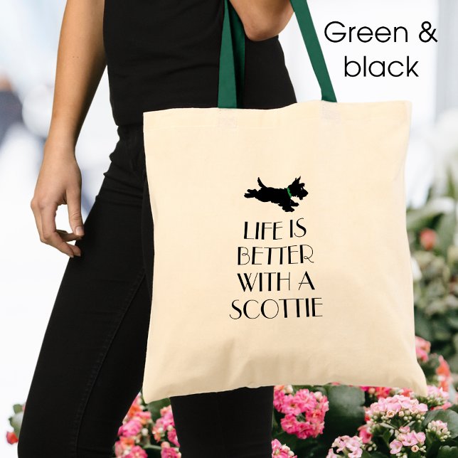 Personalised Scottie Dog Green Collar Tote Bag (Creator Uploaded)