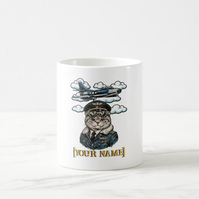 Personalised Scottish Fold Cat Pilot Mug | Custom  (Center)
