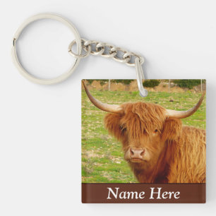Personalised Scottish Highland Cow Key Ring