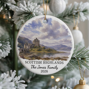 Personalised Scottish Highlands Ceramic Ornament, Tree Decoration