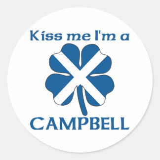 Personalised Scottish Kiss Me I'm Campbell Classic Round Sticker