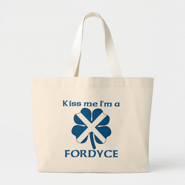 Personalised Scottish Kiss Me I'm Fordyce Large Tote Bag (Front)