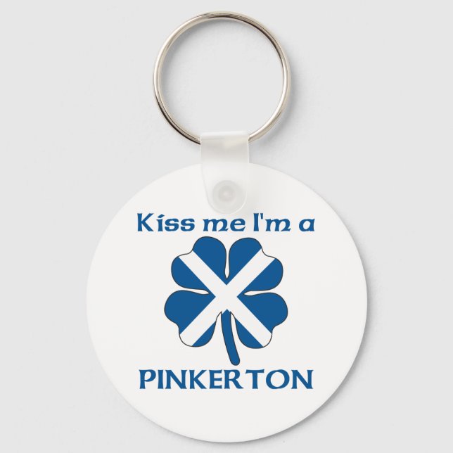 Personalised Scottish Kiss Me I'm Pinkerton Key Ring (Front)