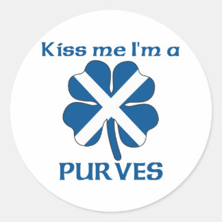 Personalised Scottish Kiss Me I'm Purves Classic Round Sticker