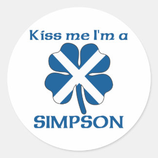 Personalised Scottish Kiss Me I'm Simpson Classic Round Sticker
