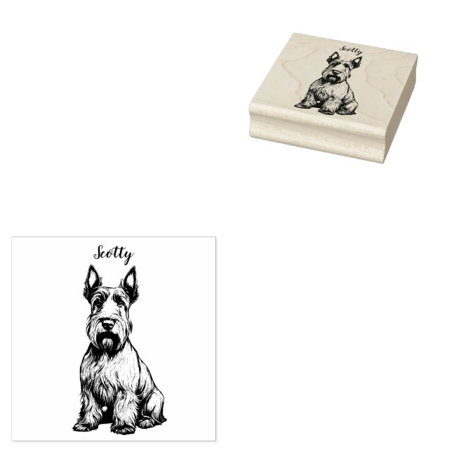 Personalised Scottish Terrier Rubber Stamp (Stamped)