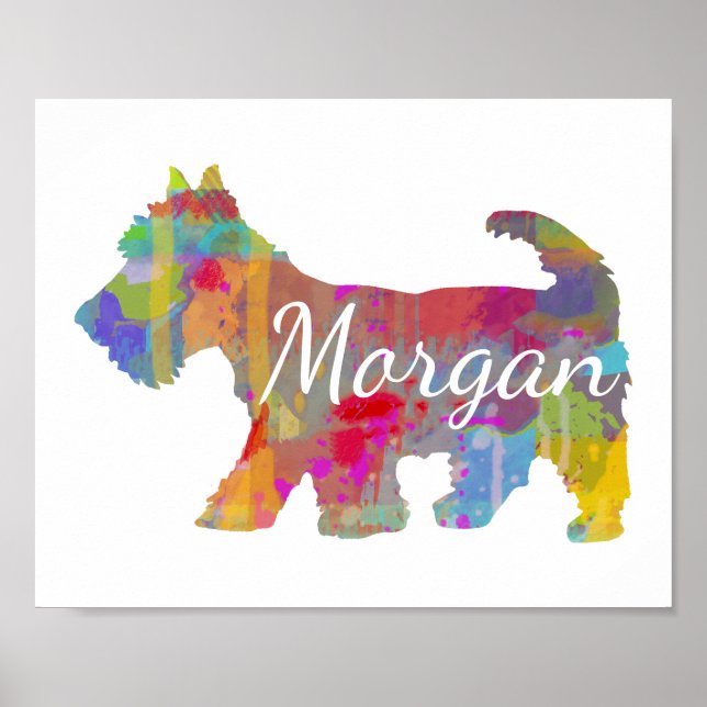 Personalised Scottish Terrier Scottie Art Print (Front)