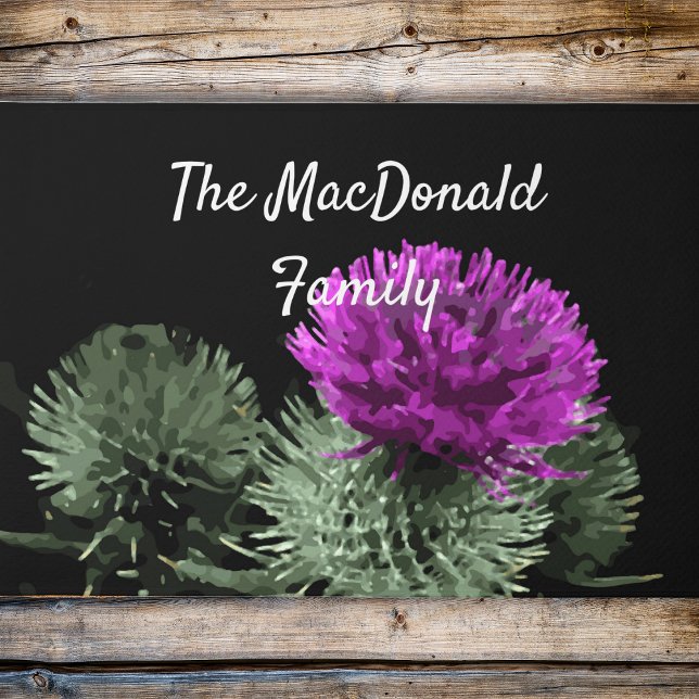 Personalised Scottish Thistle Family Doormat (Create an entrance that is the envy of your neighbours with a beautifully custom made door mat.)
