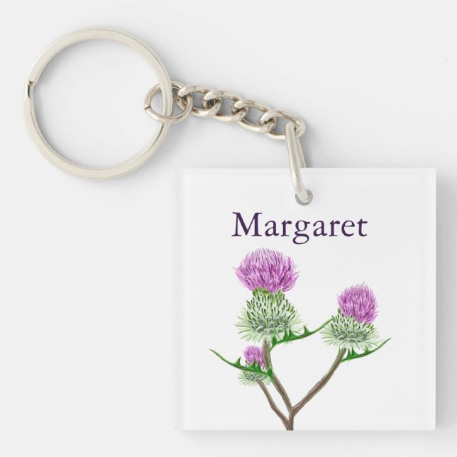 Personalised Scottish Thistle Key Ring (Front)