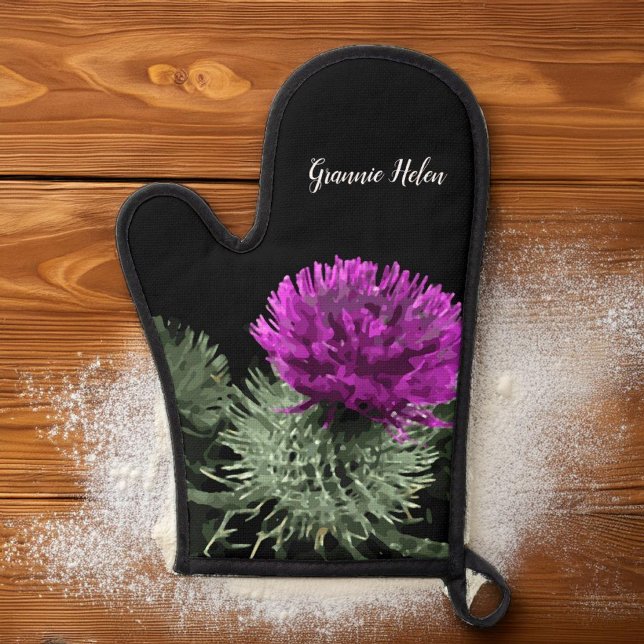 Personalised Scottish Thistle Oven Mitt (Creator Uploaded)