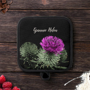 Personalised Scottish Thistle Pot Holder