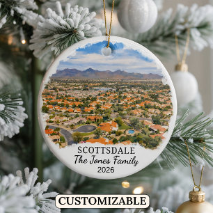 Personalised Scottsdale Ornament, Custom Arizona Ceramic Tree Decoration