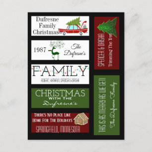 Personalised Scrapbook Christmas Labels Postcard