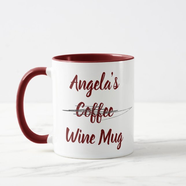 Personalised Scratched Out Coffee Wine Mug (Left)