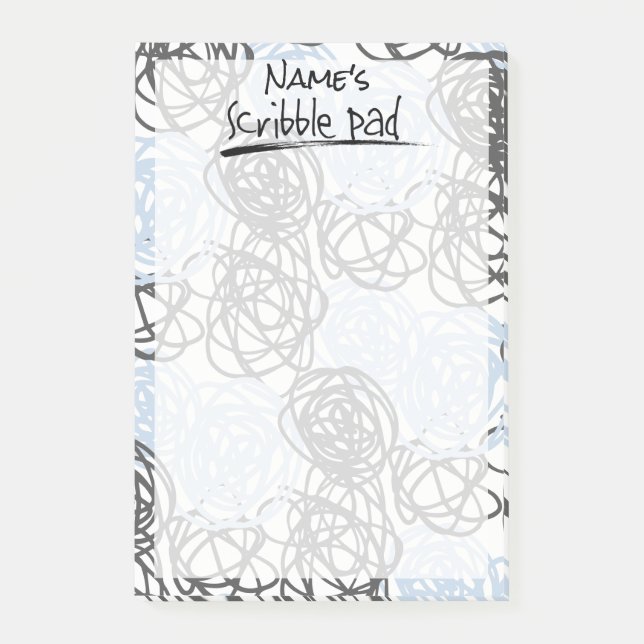Personalised Scribble Pad (Blue/Charcoal) Post-it Notes (Front)