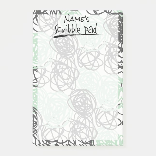Personalised Scribble Pad (Mint/Charcoal) Post-it Notes (Front)
