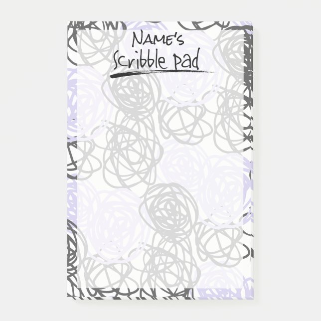 Personalised Scribble Pad (Purple/Charcoal) Post-it Notes (Front)