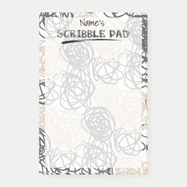Personalised Scribble Pad (Tan/Charcoal) Post-it Notes (Front)