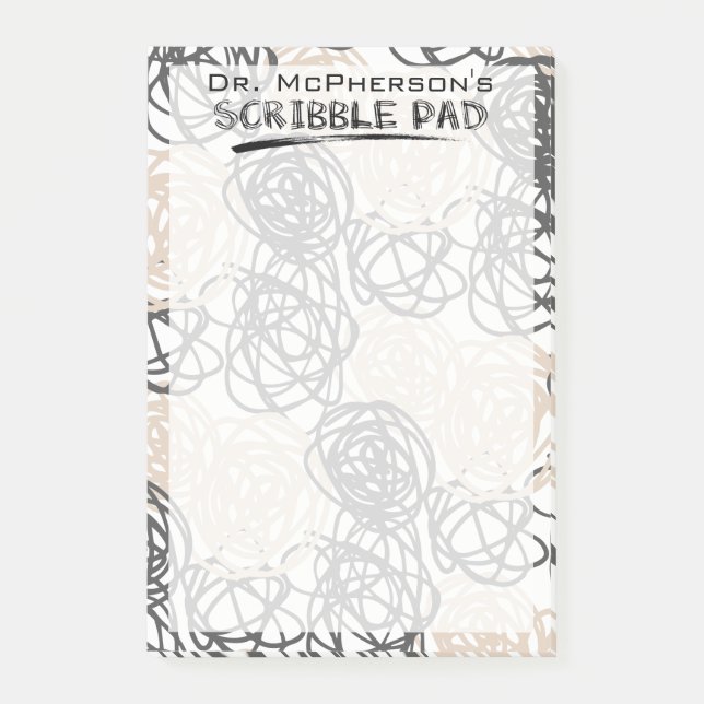 Personalised Scribble Pad (Tan/Charcoal) Post-it Notes (Front)