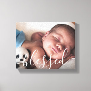 Personalised Script Baby Photo Canvas Print