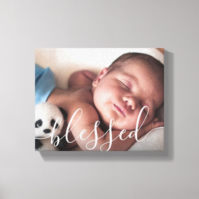 Personalised Script Baby Photo Canvas Print (Front)