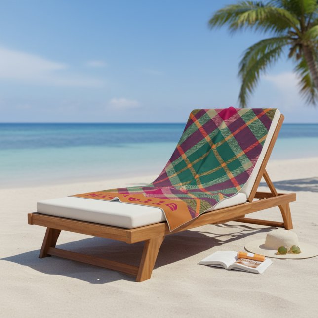 Personalised Script Beach Towel (Classic Red Gingham Personalized Beach Towel)