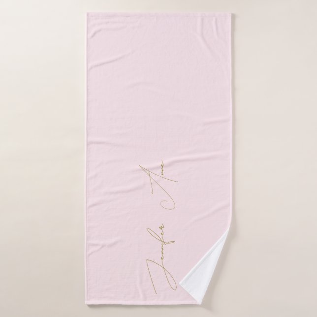 Personalised Script Blush Gold Name Bath Towel (Bath Towel)