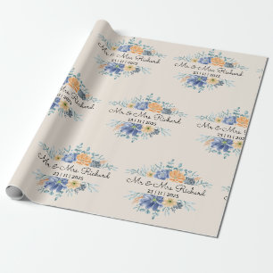 Personalised Script Calligraphy Name Wedding Wrapping Paper