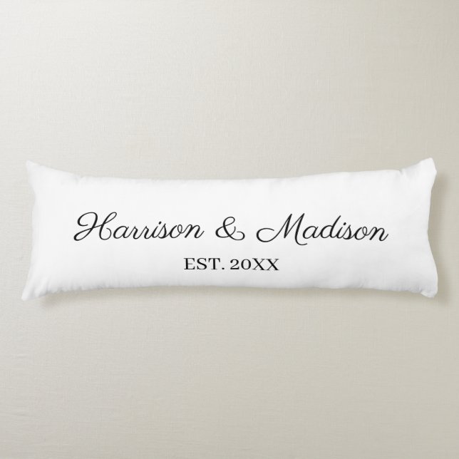 Personalised script couple name date Wedding Body Cushion (Front)