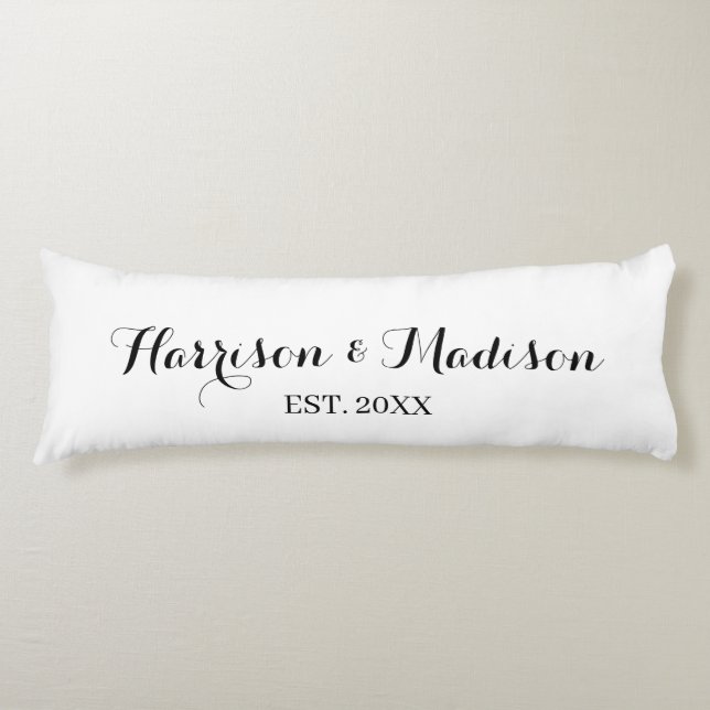 Personalised script couple name date Wedding Body Cushion (Front)