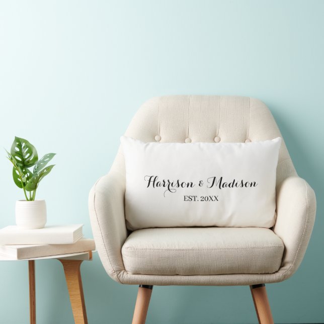 Personalised script couple name date Wedding Lumbar Cushion (Chair)