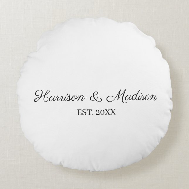 Personalised script couple name date Wedding Round Cushion (Front)