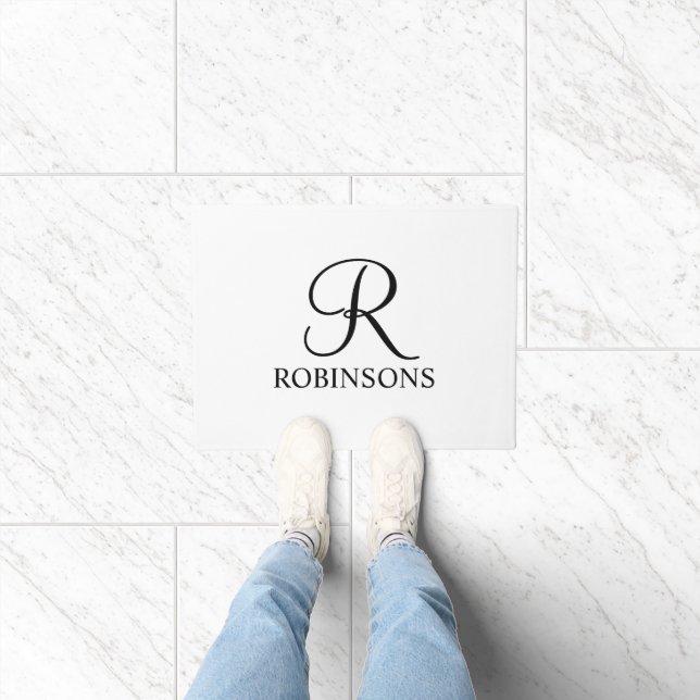 Personalised Script Family Name and Monogram Doormat (Indoor)