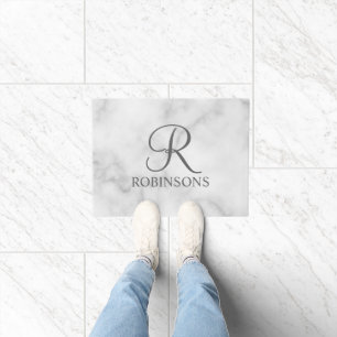 Personalised Script Family Name and Monogram Doormat