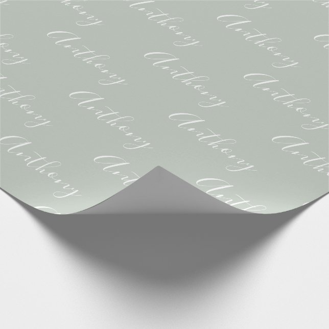 Personalised Script Green Elegant Wrapping Paper (Corner)