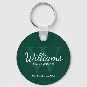Personalised Script Groomsmen name&Monogram Key Ring