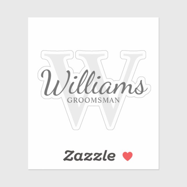 Personalised Script Groomsmen's Name and Monogram (Sheet)