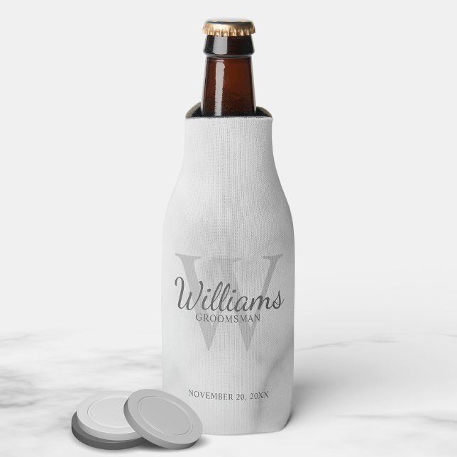 Personalised Script Groomsmen's name and Monogram  Bottle Cooler (Creator Uploaded)