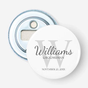 Personalised Script Groomsmen's name and Monogram Bottle Opener