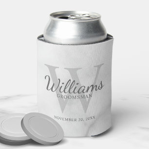 Personalised Script Groomsmen's name and Monogram  Can Cooler