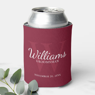 Personalised Script Groomsmen's name and Monogram Can Cooler