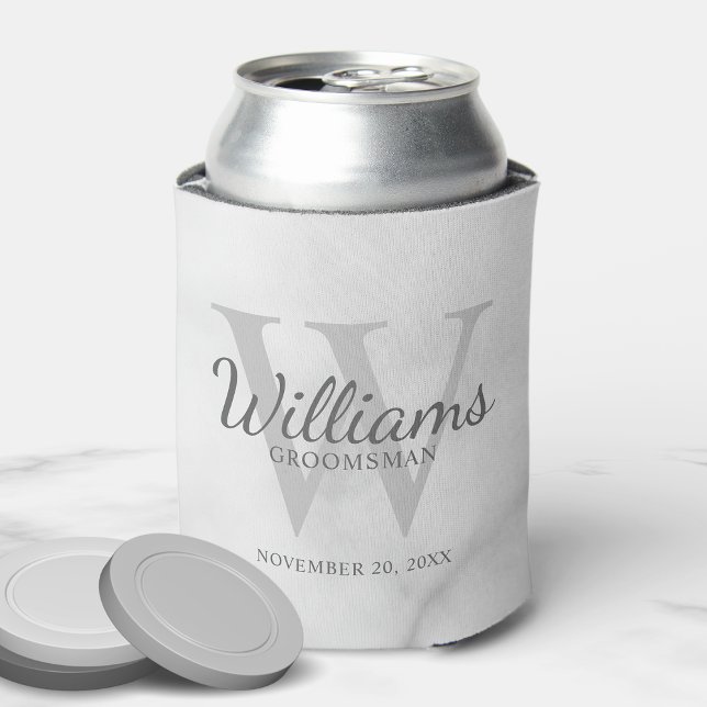 Personalised Script Groomsmen's name and Monogram  Can Cooler (Creator Uploaded)