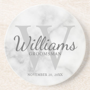 Personalised Script Groomsmen's name and Monogram Coaster