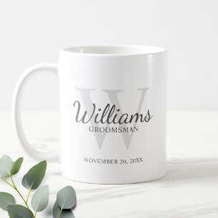 Personalised Script Groomsmen's name and Monogram Coffee Mug