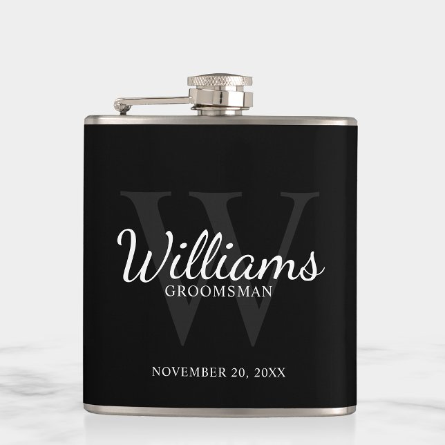 Personalised Script Groomsmen's name and Monogram  Hip Flask (Creator Uploaded)