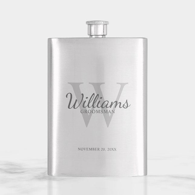 Personalised Script Groomsmen's name and Monogram  Hip Flask (Creator Uploaded)