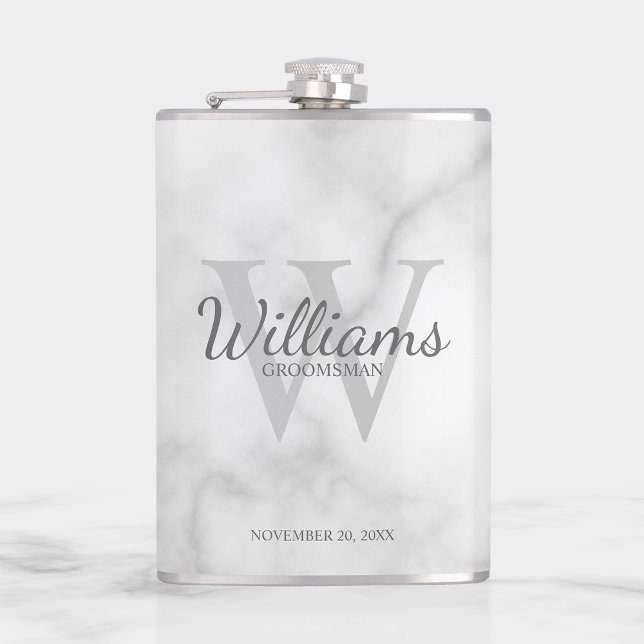 Personalised Script Groomsmen's name and Monogram Hip Flask (Creator Uploaded)